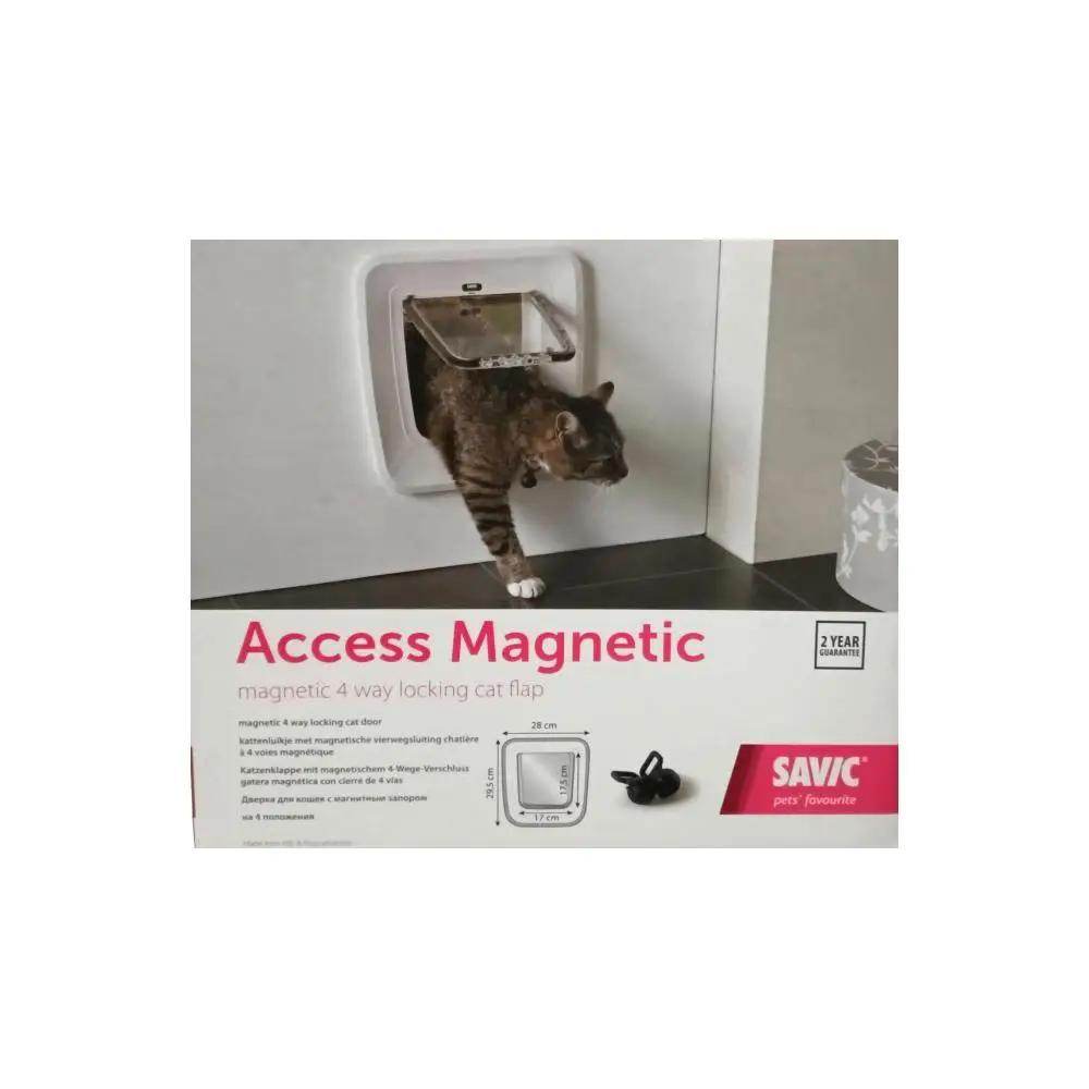 Savic Access Magnetic 4 Way White Cat Door Flap - Petworld