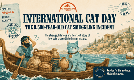The hero of the story, a smart alec blue cat sits aboard a vessel on its way to Cyprus.
