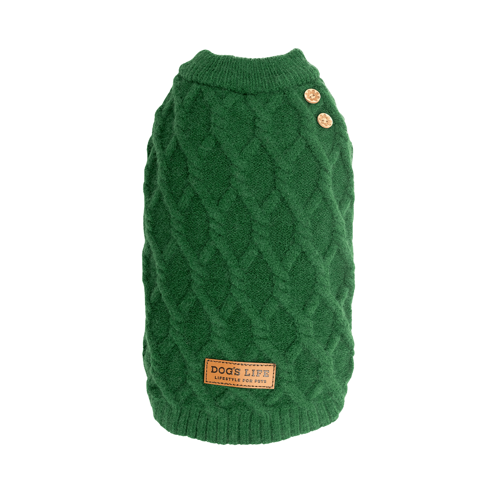 Dog's Life CableKnit Winter Jumper Green XXL