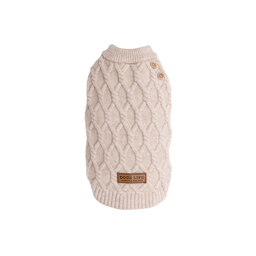 Dog's Life CableKnit Winter Jumper Cream L