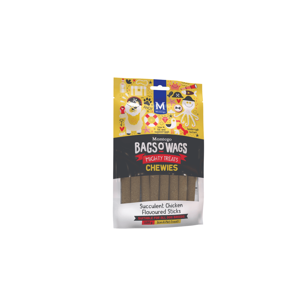 Bags O' Wags Chewies Chicken Sticks Dog Treats 120g