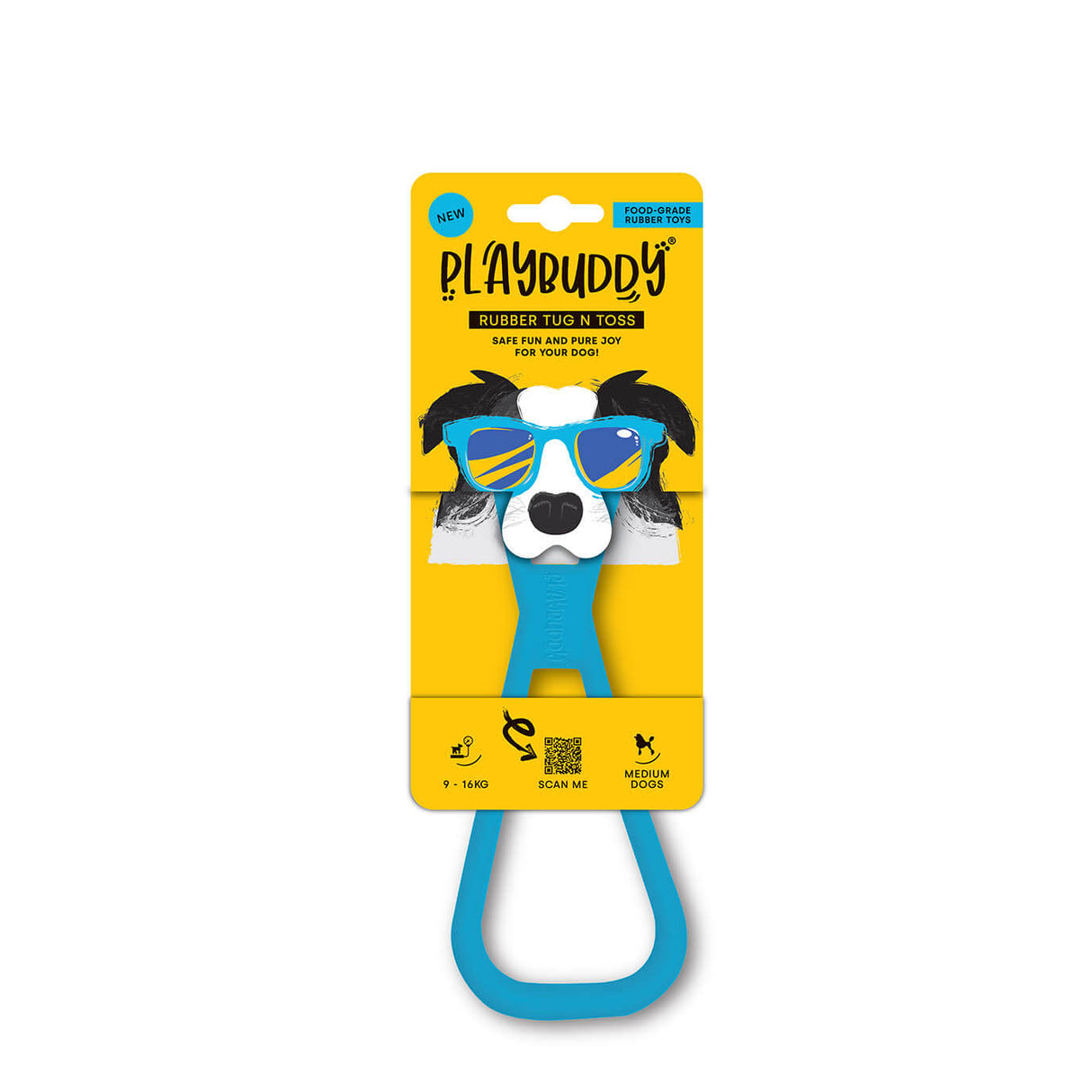 Playbuddy Tug and Toss Medium Blue Dog Toy