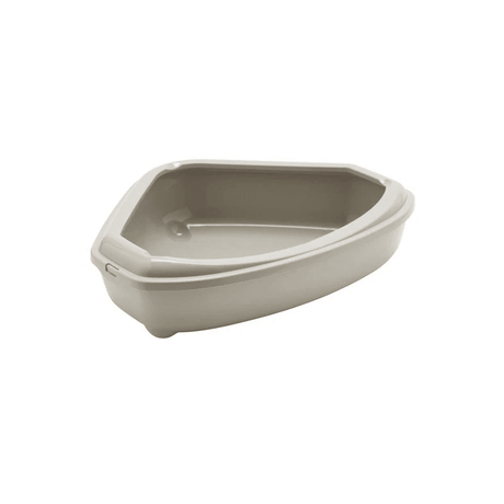 Moderna Corner Cat Litter Tray With Rim Warm Grey - Petworld