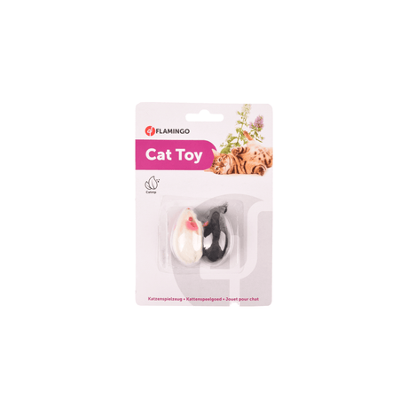 Flamingo Cat Toy 2 Mice On Card