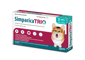 Simparica Trio For Dogs 10.1kg - 20kg x 3 Tablets (Teal) - Petworld