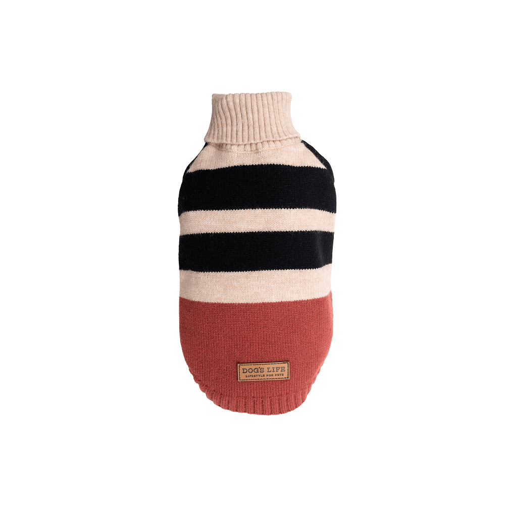 Dog's Life Polo Neck Striped Pullover Brown L