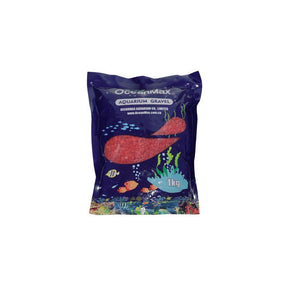 OceanMax Aquarium Gravel Red Tropical Fish Decor (2.5mm) 1kg - Petworld