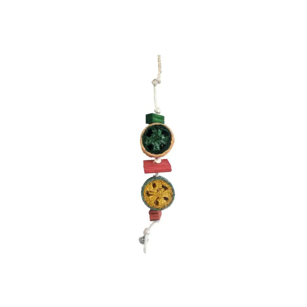 Akwa Disc Rattle Wood & Rope Parrot Bird Toy