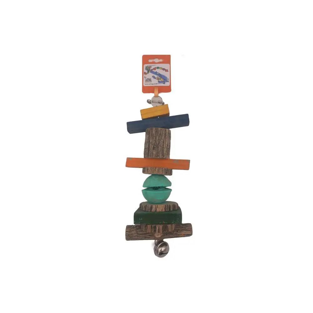 Akwa Wood On Rop With Bell Large Bird Toys