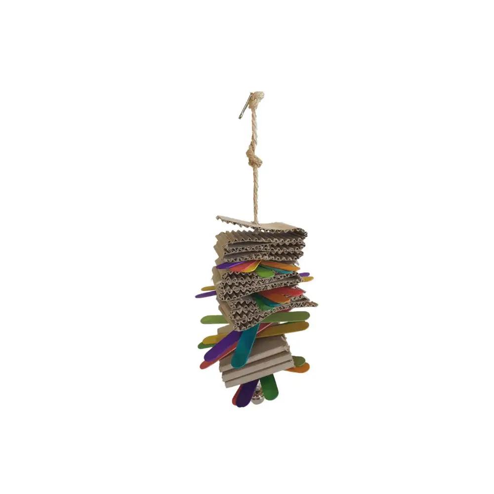 Akwa Shredding No3 Cardboard On Rope Wirth Bell Parrot Bird Toy