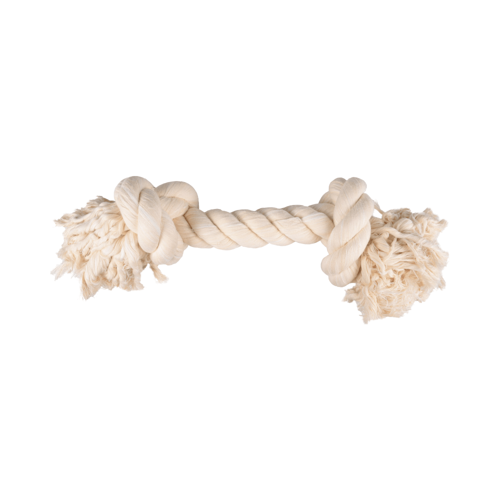 Flamingo Dog Toy Cotton Jack Playing Rope 2 Knots White