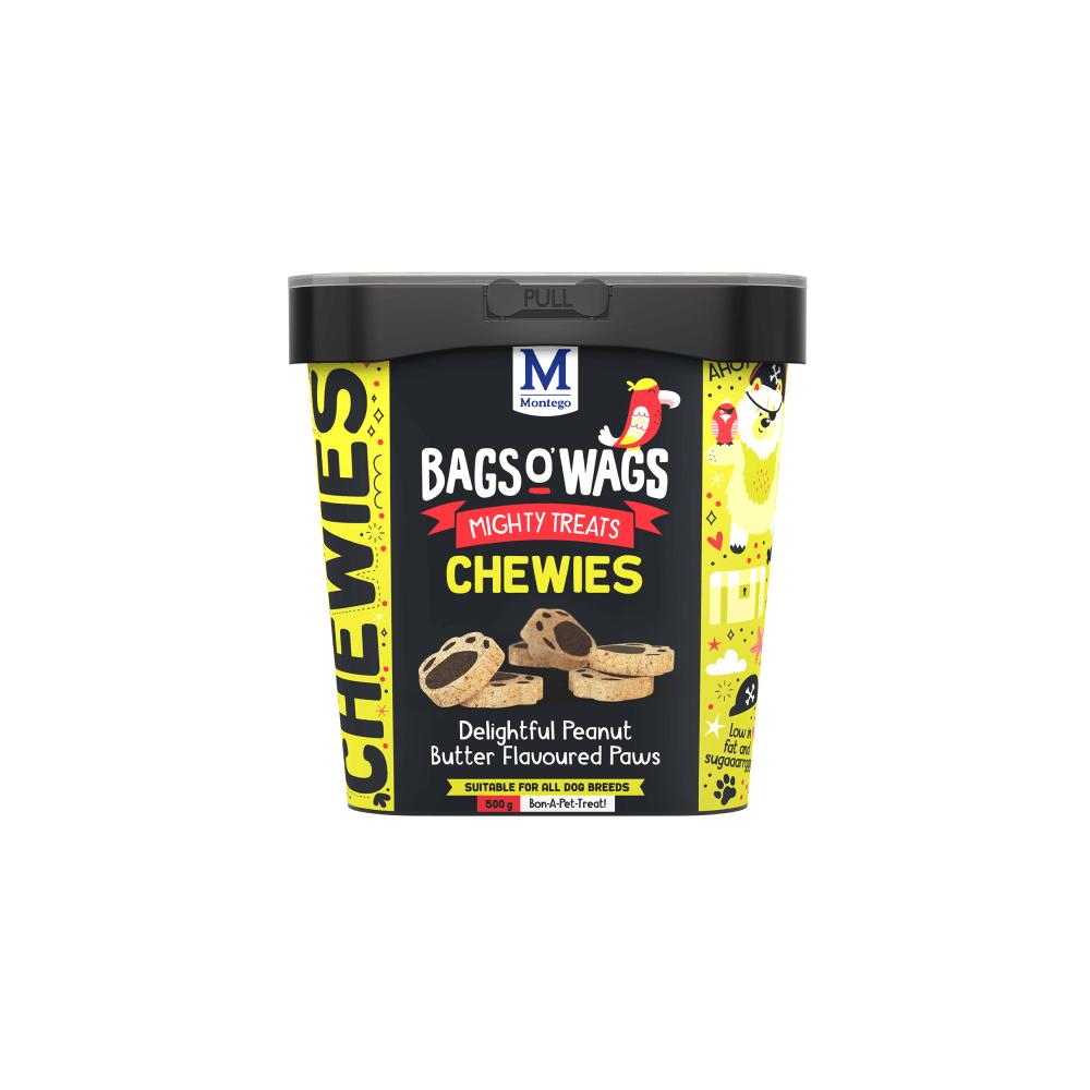 Bags O' Wags Chewies Peanut Butter Paws Dog Treats 500g – Petworld