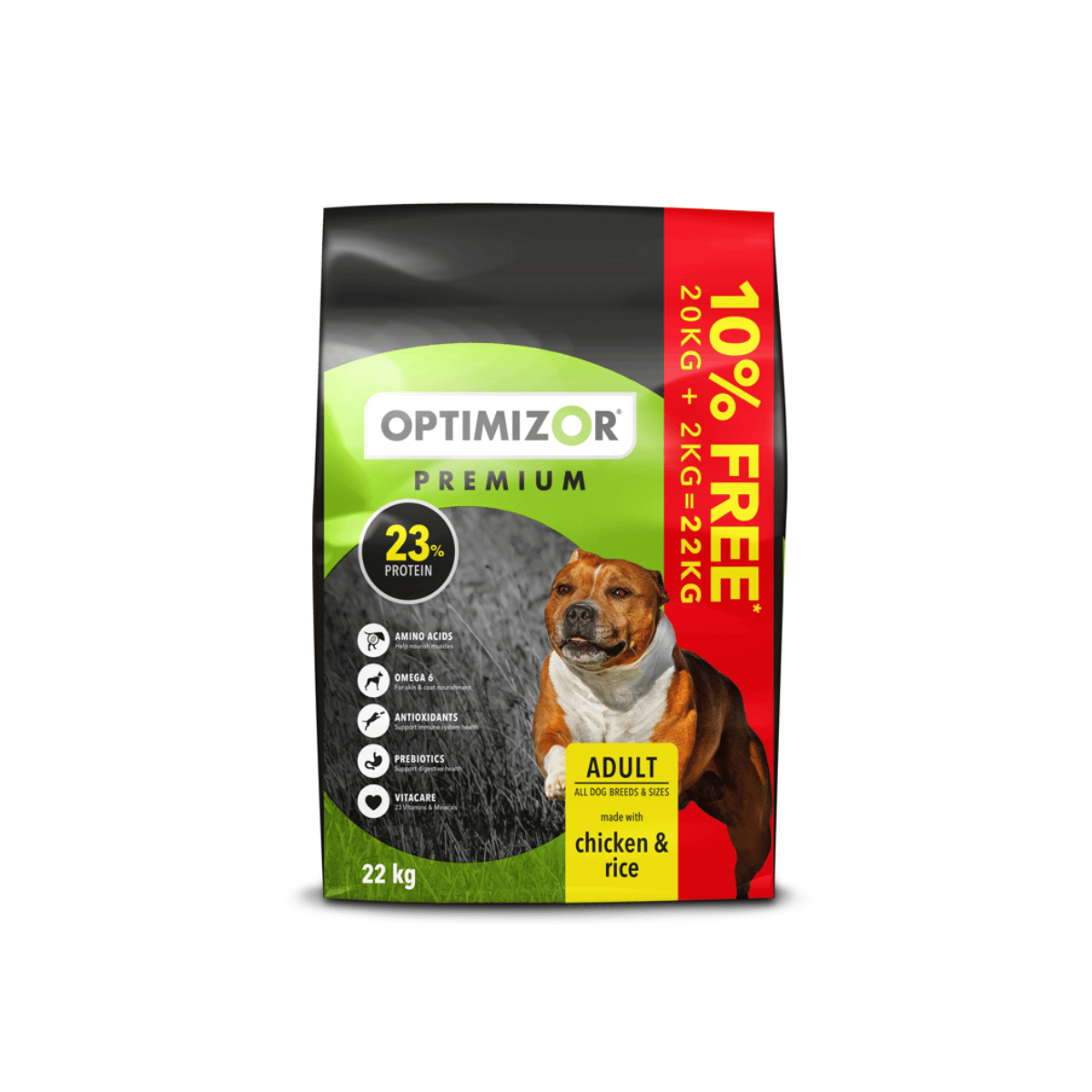 Optimizor Premium Adult Chicken & Rice 20+2=22kg