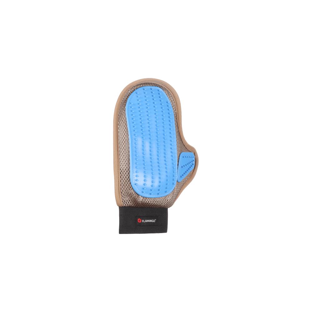 Flamingo Hatna Taupe/Blue Dog Grooming Glove (25 x 18 x 1,5cm)