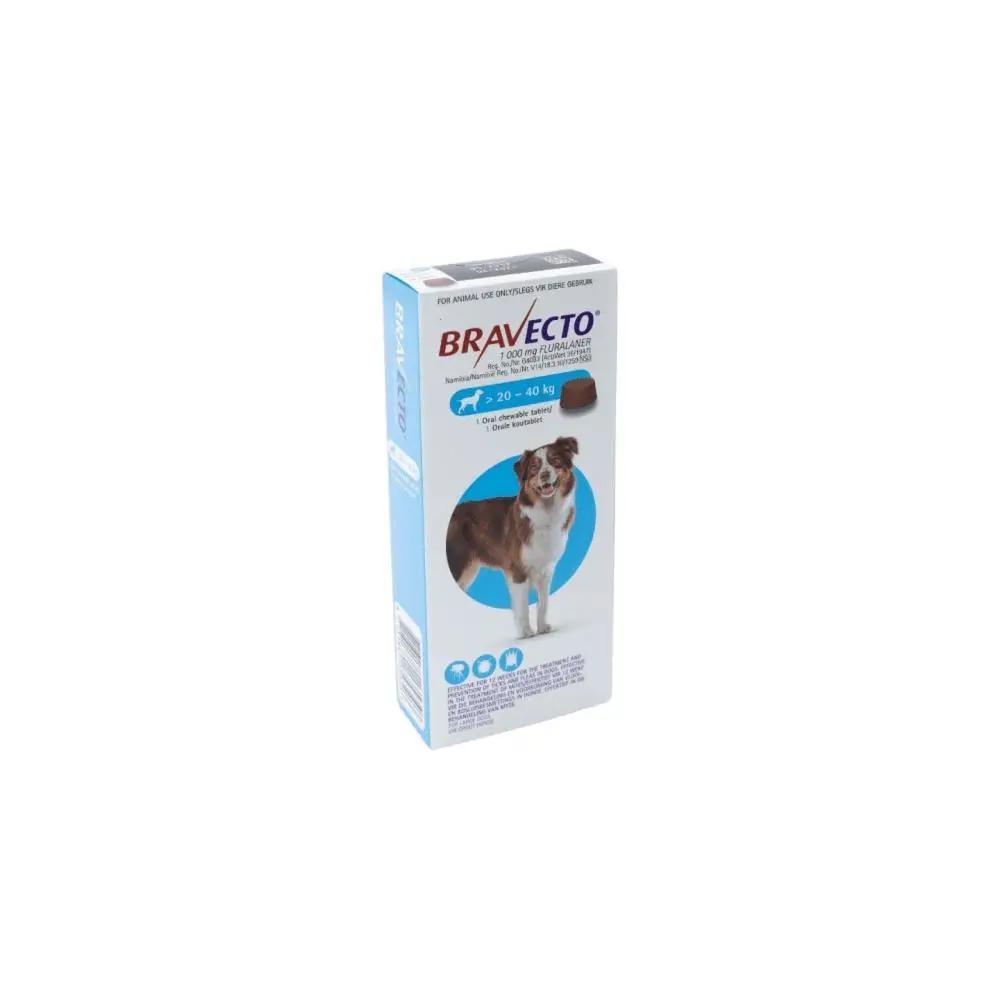 Bravecto Large One Tablet 1000mg Blue Tick & Flea For Dogs of 20kg to 40kg