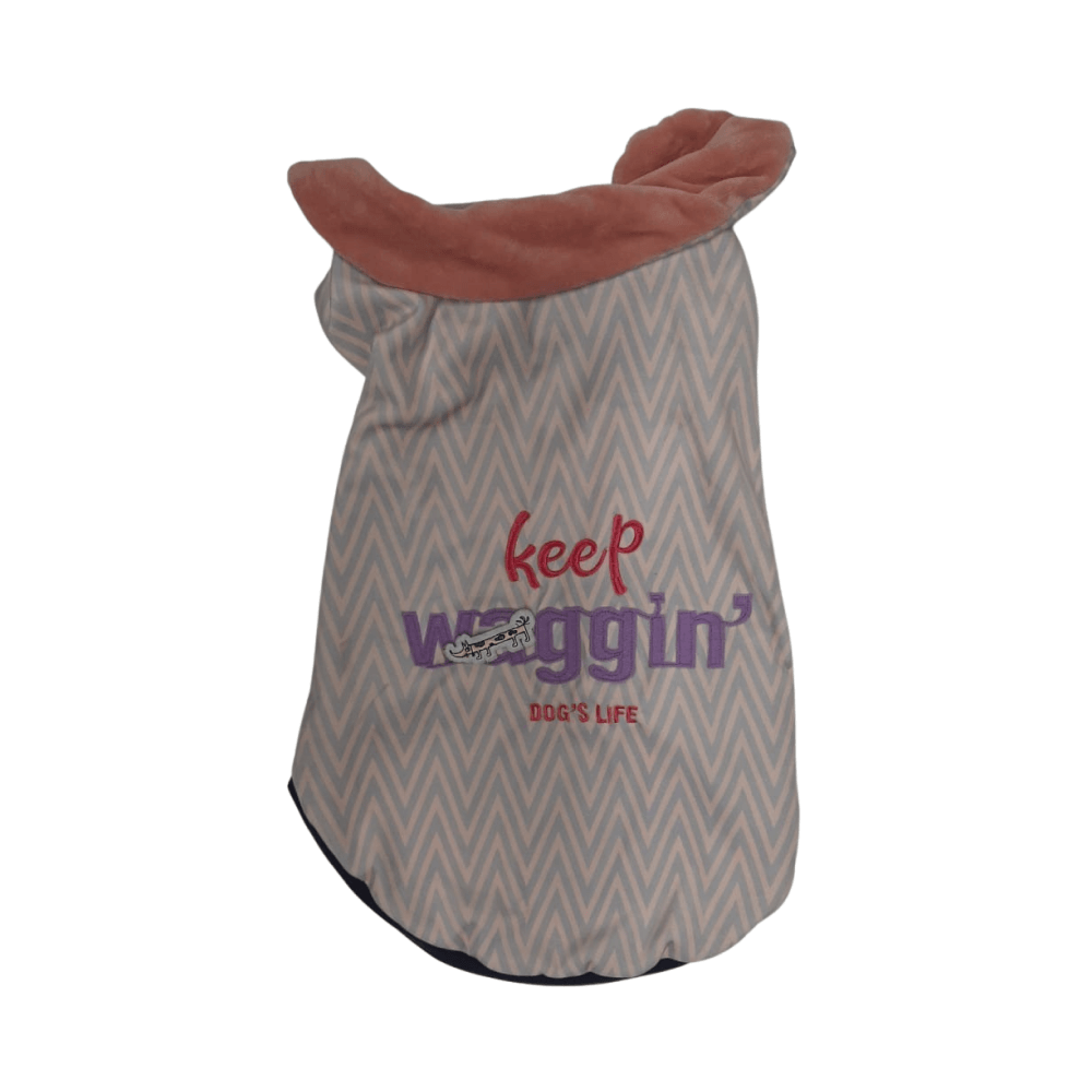 Dogs Life Keep Waggin Winter Cape Pink