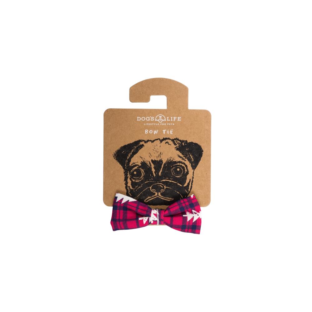 Dogs Life Bow Tie Plaid & Trees