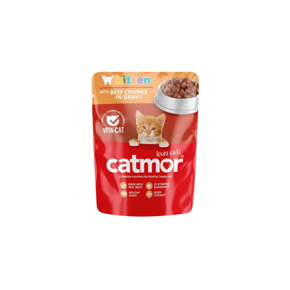 Catmor Wet Kitten Beef Chunks In Gravy 70g