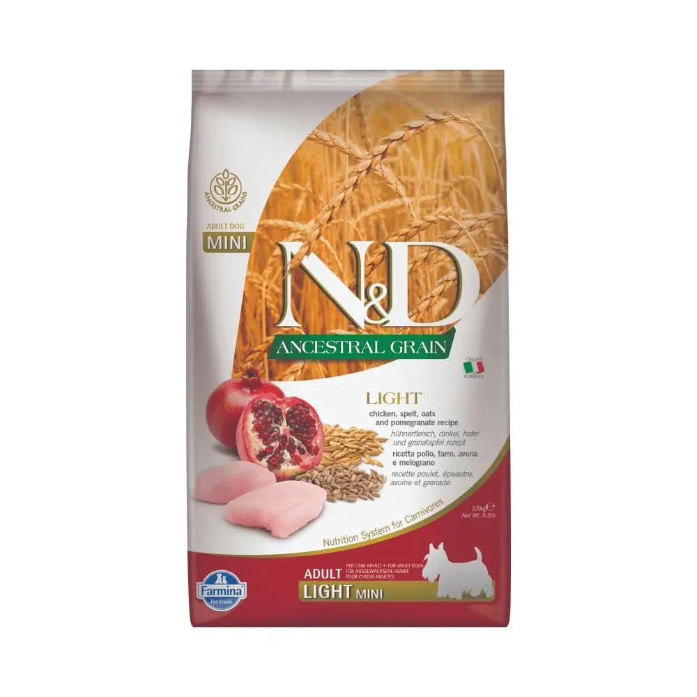 Farmina N&D Ancestral Grain Light/Senior Mini Breed Chicken, Spelt ,Oats & Pomegranate Dry Dog Food 2.5kg