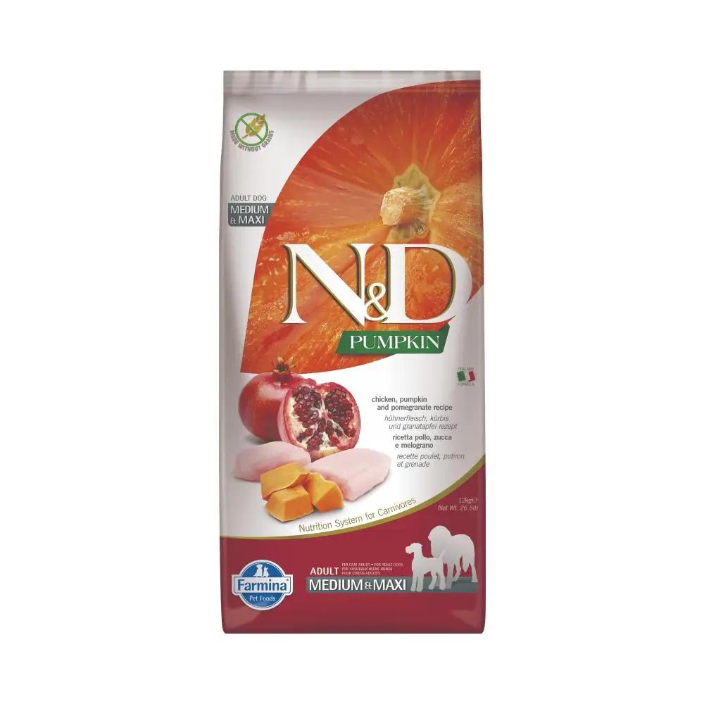 Farmina N&D Pumpkin Adult Med/Max Breed Chicken, Pumpkin & Pomegranate Dry Dog Food 12kg