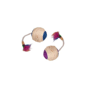 Flamingo Cat Toy Sisal Playball and Feather 6cm - Petworld