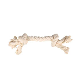Flamingo Dog Toy Cotton Jack Playing Rope 2 Knots White - Petworld