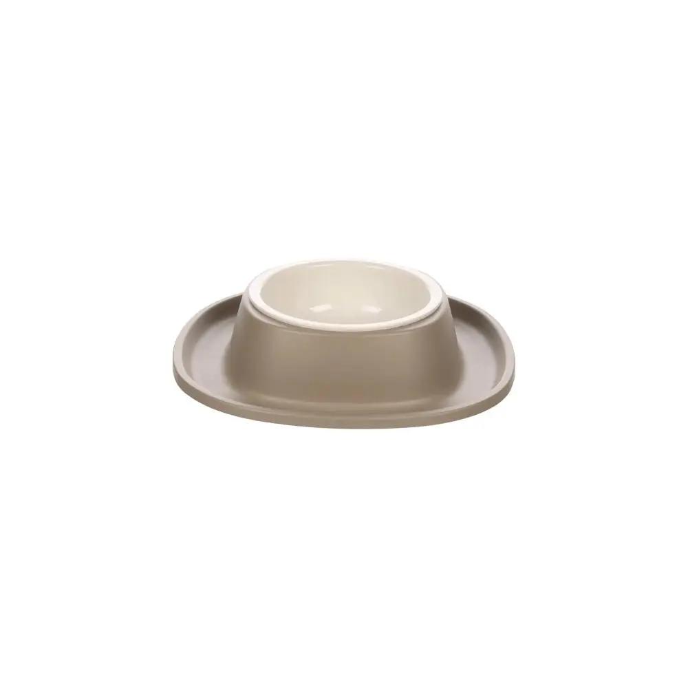 Flamingo Feeding And Drinking Bowl With Holder Ilko S Taupe 0.2L Dia 9.5cm 19.5X4.5cm