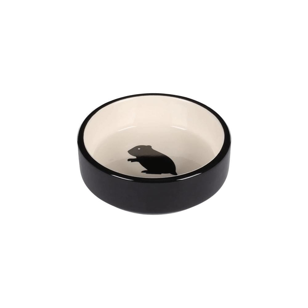 Flamingo Hamster Nala Ceramic Black-White Round Small Animal Feeding Bowl 100ml