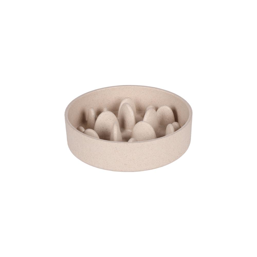 Flamingo Slow Feeder Greni Round Beige Dog Bowl  17,5cm/790ml