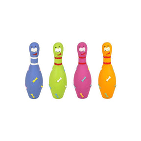 Flamingo Latex Bowling Pin Dog Toy 20cm Assorted - Petworld