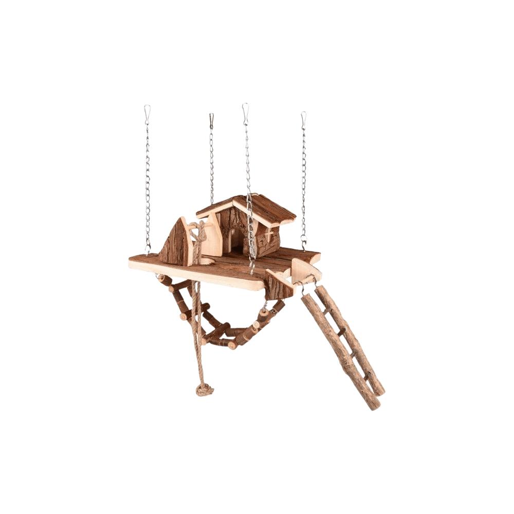 Flamingo Milly Suspension Bridge + House Wood Small Animal Toy 21,5x21,5x24,5cm