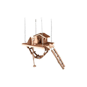 Flamingo Milly Suspension Bridge + House Wood Small Animal Toy 21,5x21,5x24,5cm - Petworld