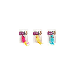 Flamingo Shuka Cat Toy Mouse With Feathers Assorted 7x15x3cm - Petworld