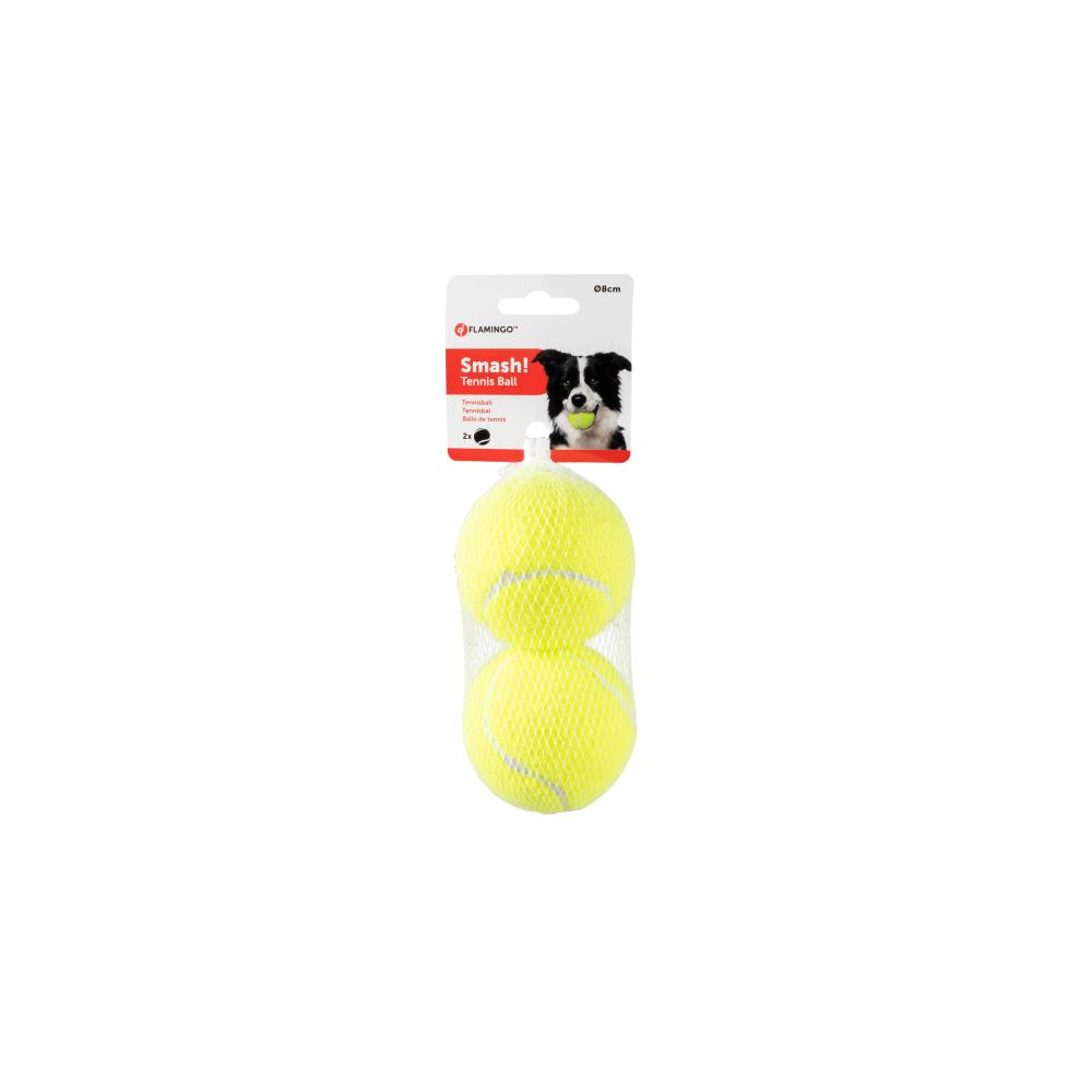 Flamingo Tennis Ball Smash Yellow Dog Toy 8cm 2Pcs