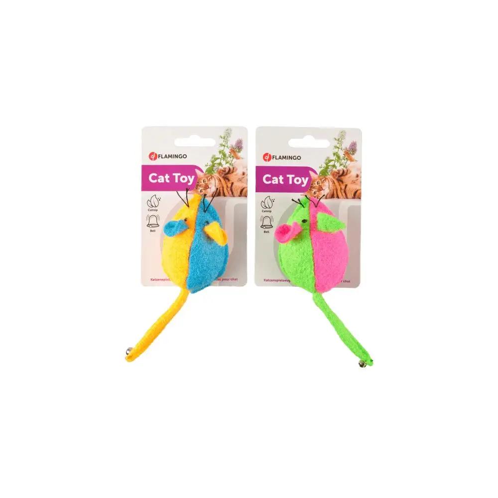 Flamingo Vinyl Cat Toy Mice With Bell