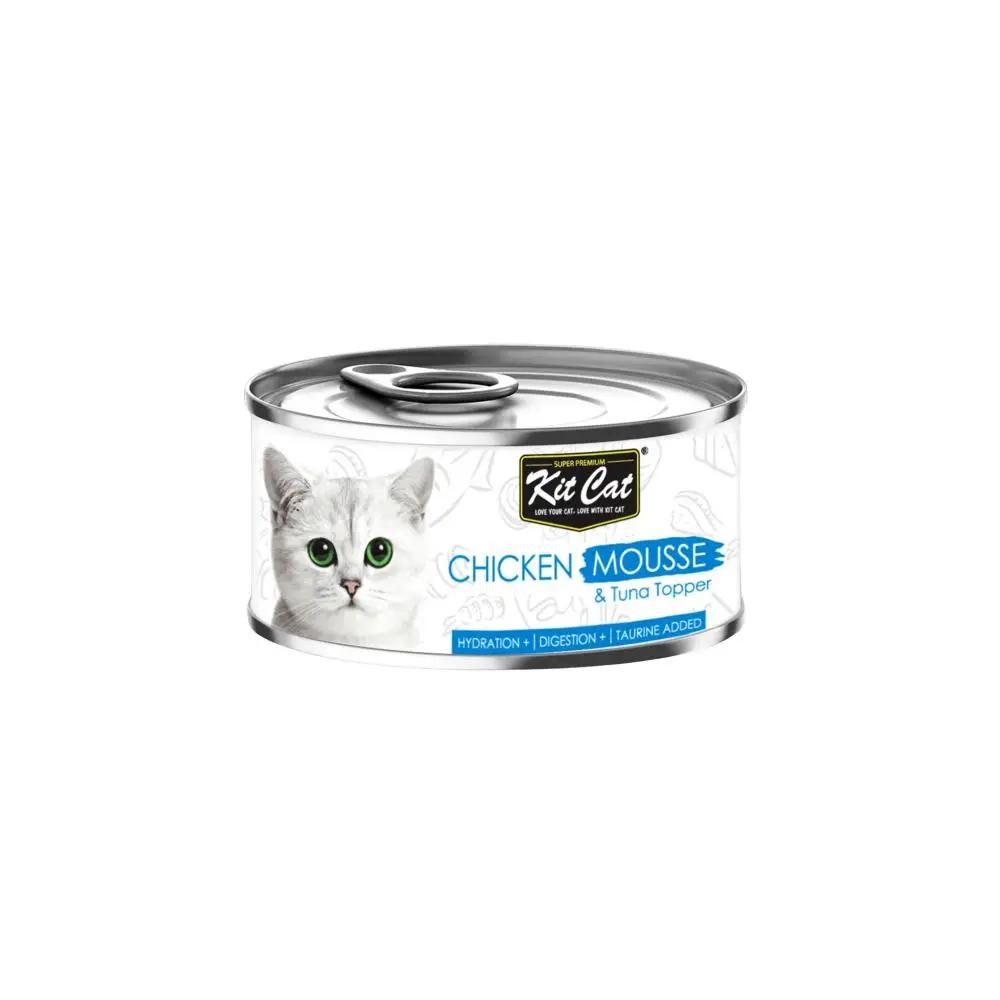 Kit Cat Mousse Chicken & Tuna Toppers Wet Cat Food - 80g Single