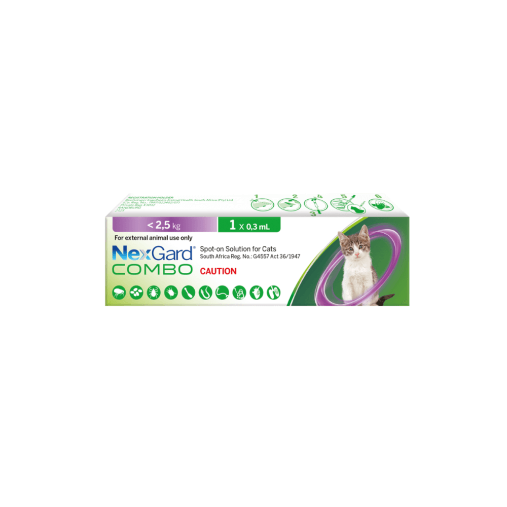 NexGard COMBO Topical for Cats, 0.3ml 0 - 2.5kg. (Purple SINGLE Box)