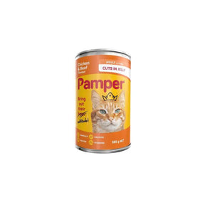 Pamper Chunks In Jelly Chicken And Beef Wet Cat Food 385g - Petworld