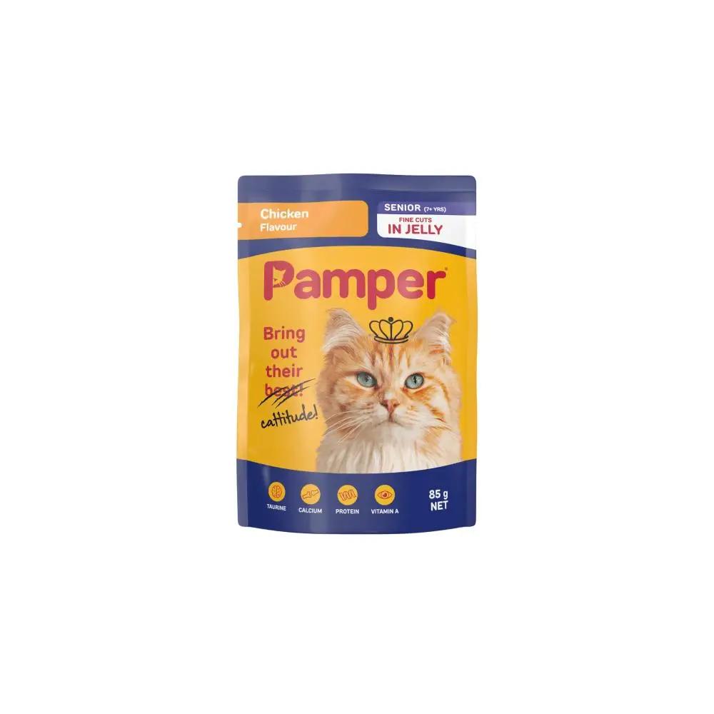 Pamper Fine Cuts Senior Chicken Wet Cat Food 85g