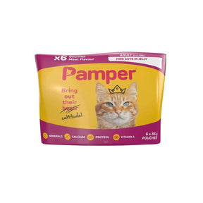 Pamper Jelly Gourmet Meat Flavour Multi Pack Wet Cat Food 6x85g - Petworld