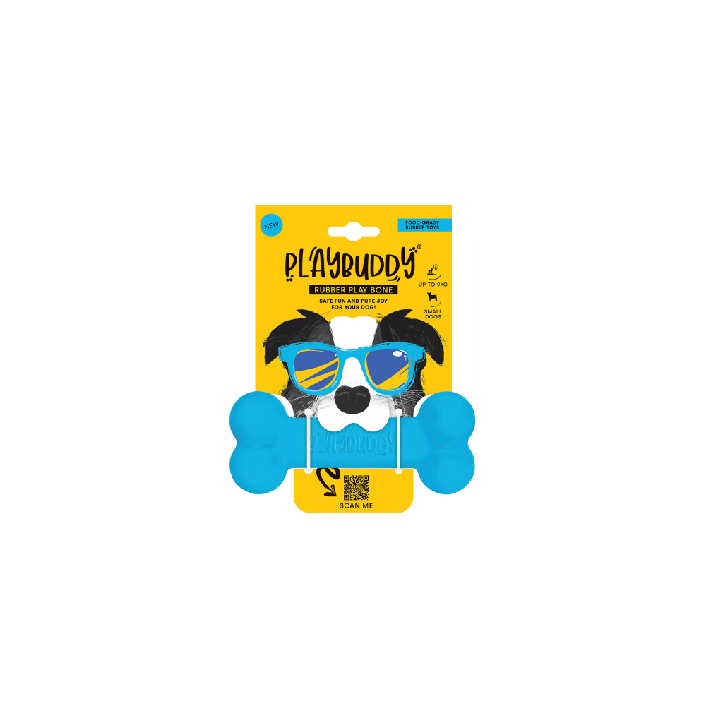 Playbuddy Bone Small Blue Dog Toy