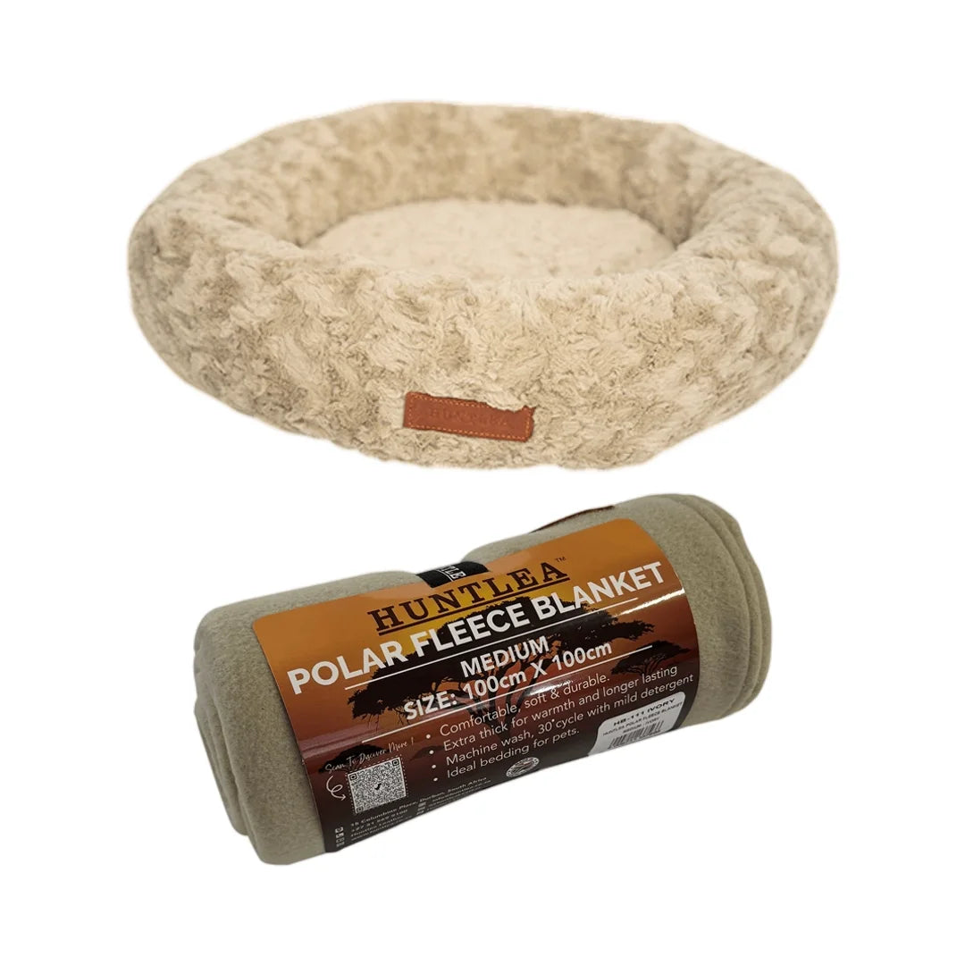 Buy Huntlea Calming Kuddler Round Dog Bed Medium Ivory Get Blanket FREE
