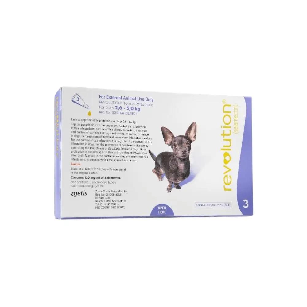 Revolution Purple (2.6 to 5kg) Dogs Tick & Flea Treatment Pack of 3