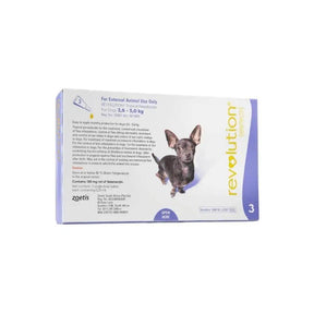 Revolution Purple (2.6 to 5kg) Dogs Tick & Flea Treatment Pack of 3 - Petworld