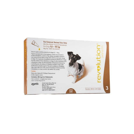 Revolution Brown (5.1 to 10kg) Dogs Tick & Flea Treatment Pack of 3 - Petworld