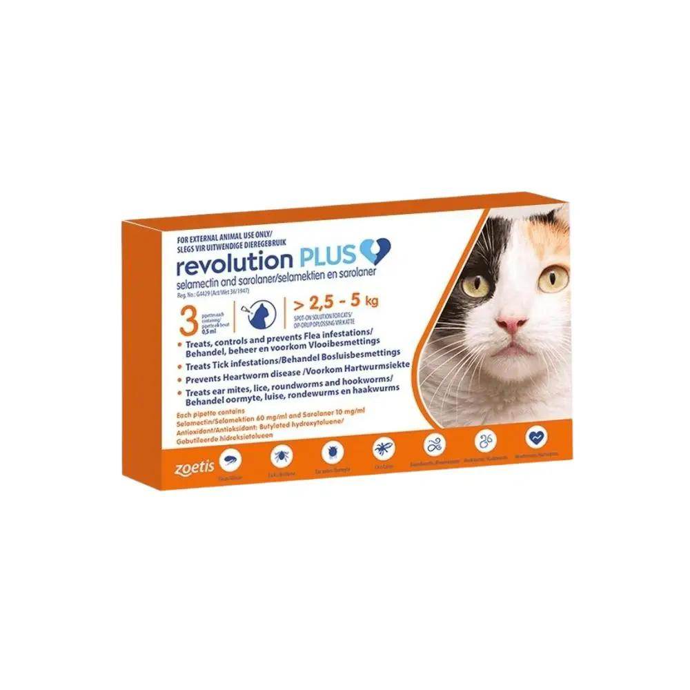 Revolution Plus Orange (2.6 to 5kg) Cat Tick & Flea Treatment Pack of ...