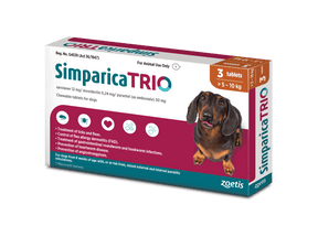 Simparica Trio For Dogs 5.1kg - 10kg x 3 Tablets (Caramel) - Petworld
